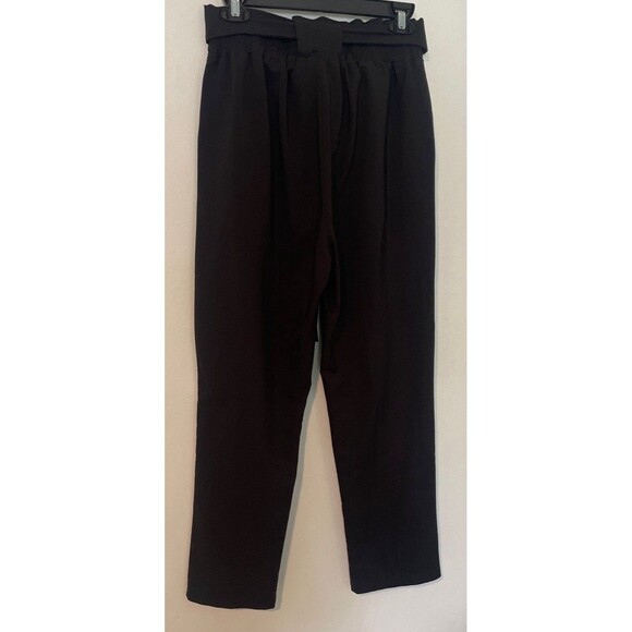 Grace Karin Pants Women's Size M Black Ruffled Paperbag Tie Waist Belted - Picture 5 of 8